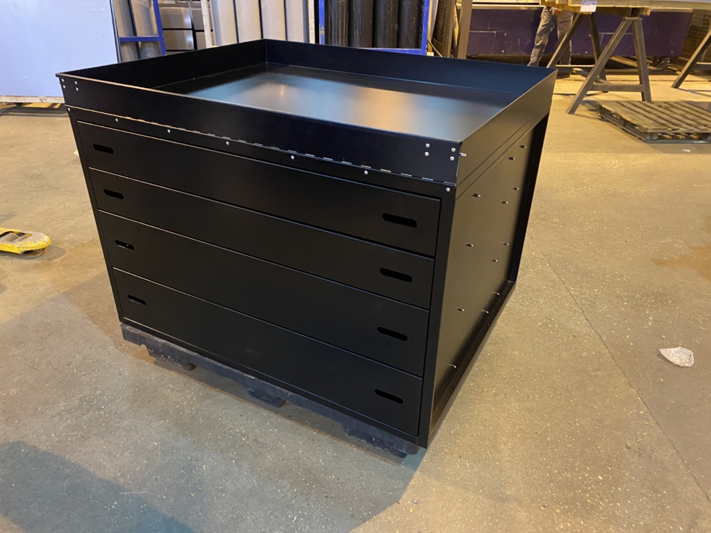 Black metal chest